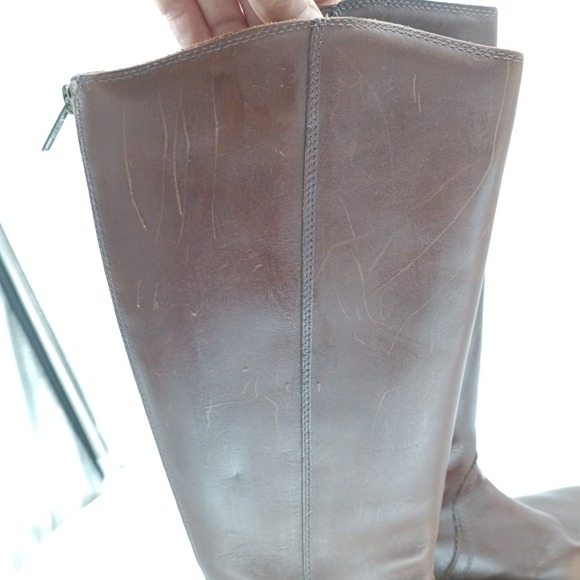 UGG Simmens Brown Leather Tall Riding Boots Womens 6.5 Back Zip 1006038 s15 - Picture 8 of 13